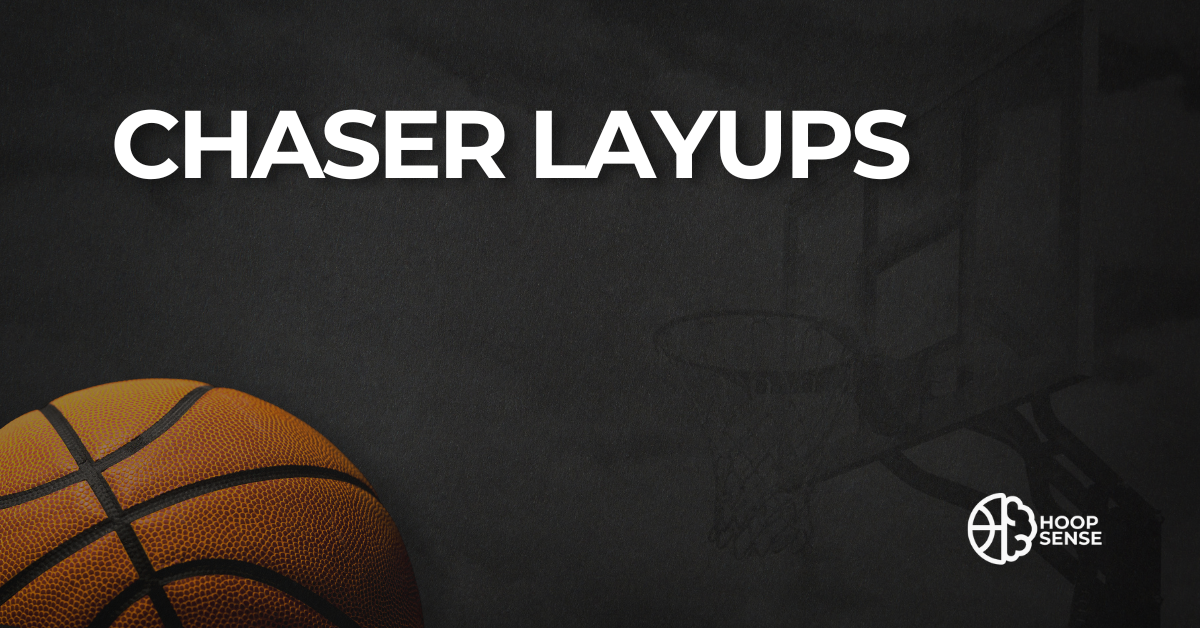 Black background with basketball and title of Chaser Layups
